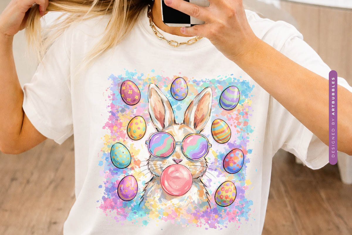 Brushstroke Bubblegum Bunny Easter PNG Image.jpg