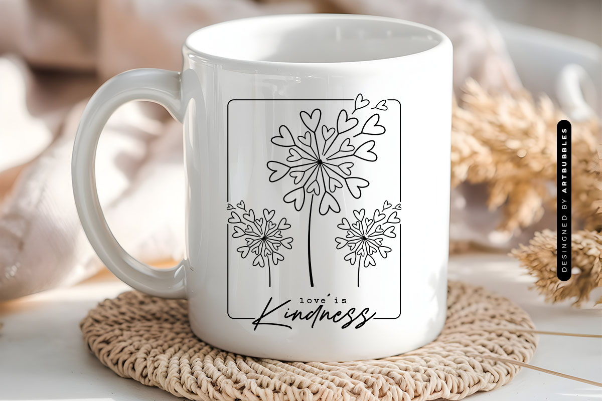 Love is Kindness - Dandelion Heart SVG Mug Mockup Image.jpg