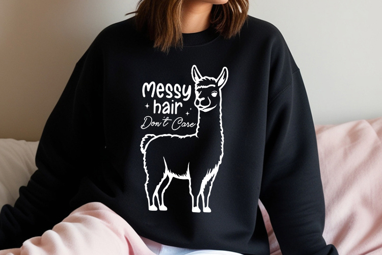 Messy Hair Don't Care - Funny llama SVG Sweatshirt Mockup image.jpg
