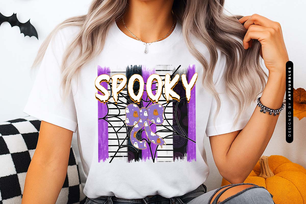 Spooky Halloween Coquette Bow Sublimation Shirt Mockup Image.jpg