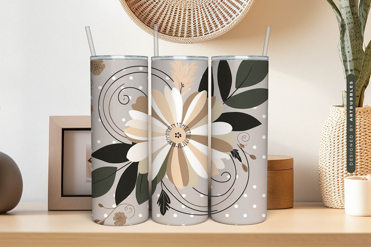 Boho Floral Art Sublimation Skinny Tumbler Image 2.jpg