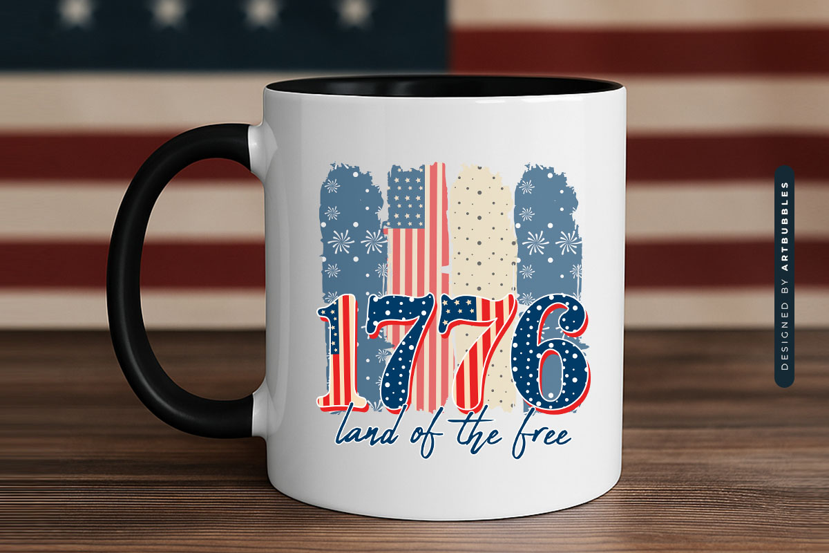 1776 Land of the Free - 4th of July PNG Sublimation Mug Mockup Image.jpg