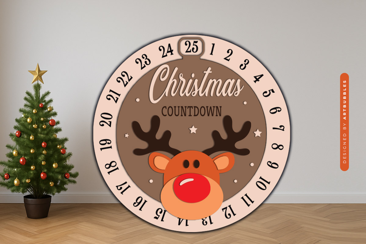 Laser Cut Reindeer Christmas Countdown SVG