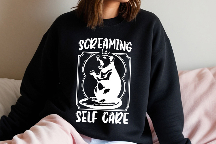 Screaming is Self Care - Sarcastic Opossum SVG File Sweatshirt Mockup Image.jpg