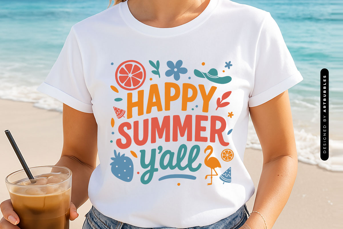 Happy Summer Y'all SVG Design Shirt Mockup Image.jpg