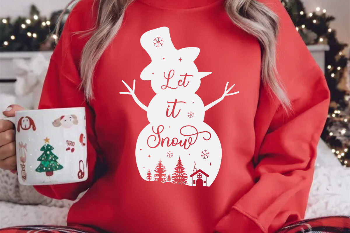 Let It Snow - Snowman Winter SVG Crewneck Shirt Mockup image.jpg