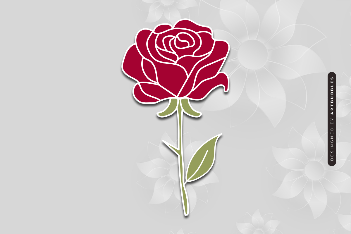 Rose Line Art SVG Vector - Laser Cut File Image 2.jpg