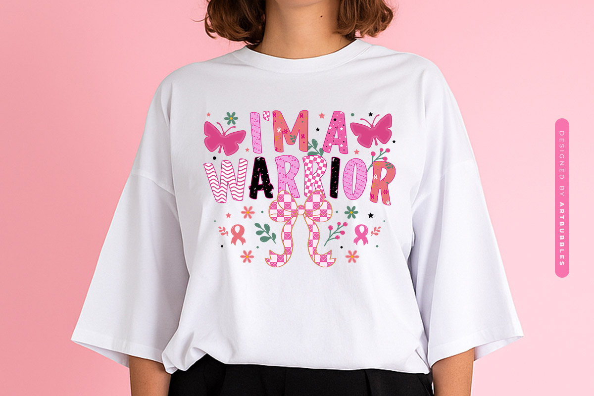 I'm a Warrior - Coquette Breast Cancer Sublimation Sweatshirt Mockup Image.jpg