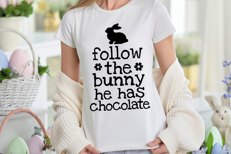 Follow the Bunny He Has Chocolate - Easter SVG shirt Mockup Image.jpg