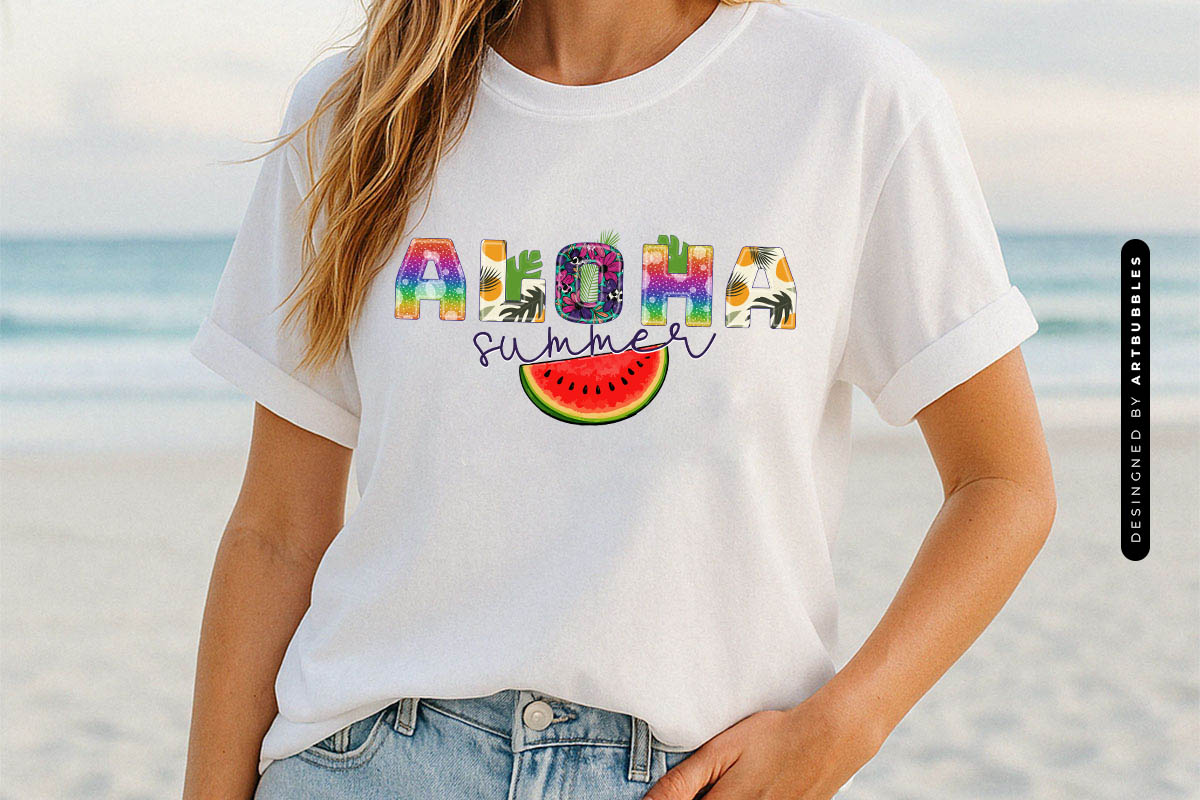 Aloha Summer Sublimation Design PNG Shirt Mockup Image.jpg