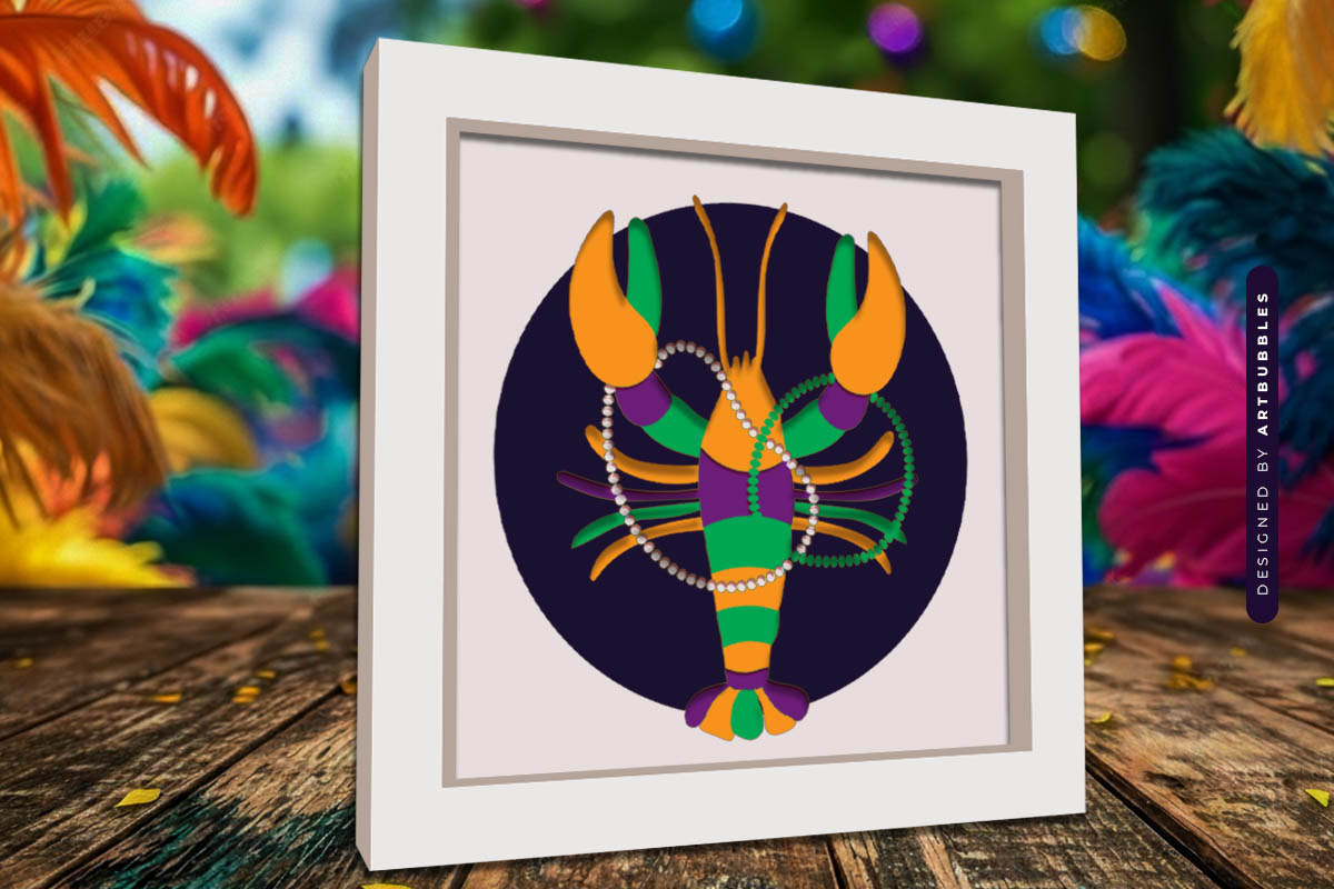 Mardi Gras Crayfish Shadow Box SVG Image 3.jpg