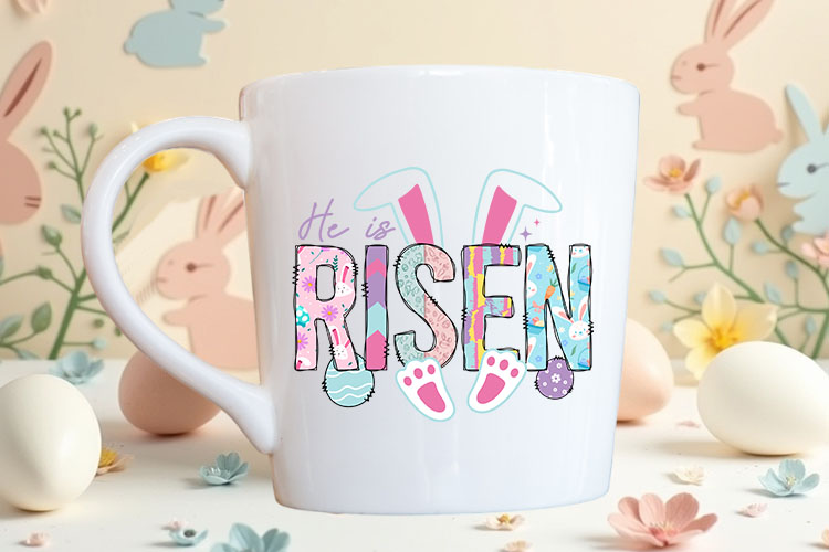 He is Risen - Easter Sublimation Design PNG Mug Mockup Image.jpg