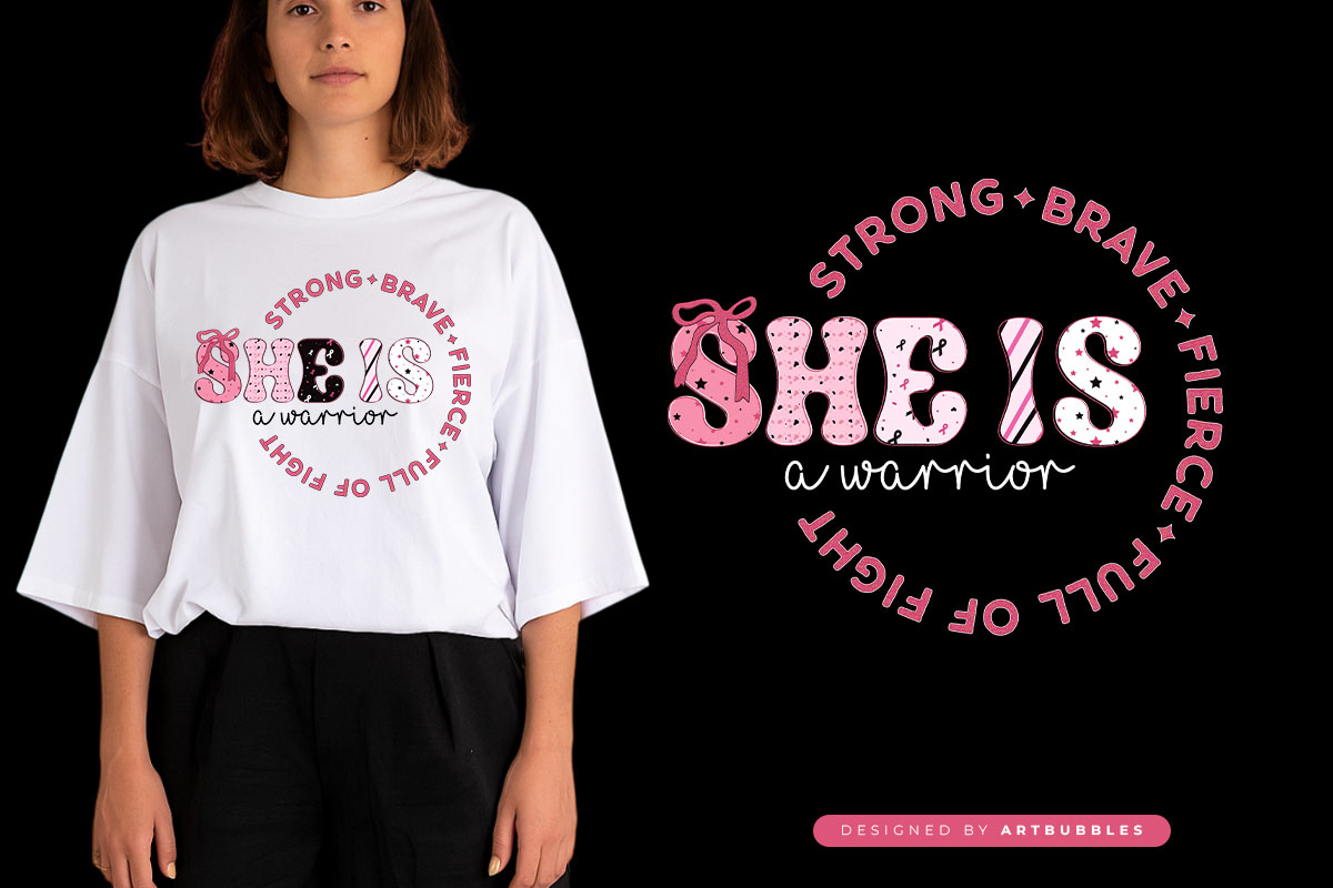 She is a Warrior - Breast Cancer Coquette Sublimation Image.jpg