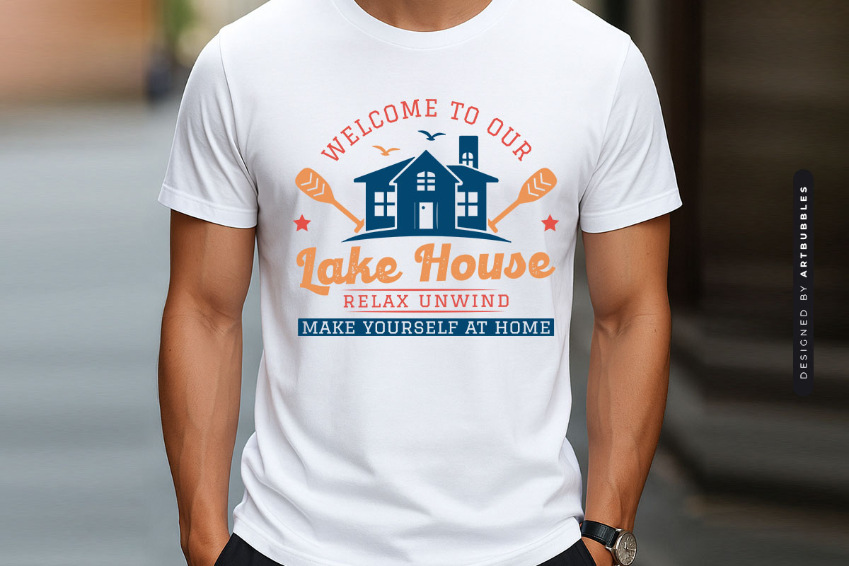 Welcome to Our Lake House Vector SVG T-shirt Mockup Image.jpg