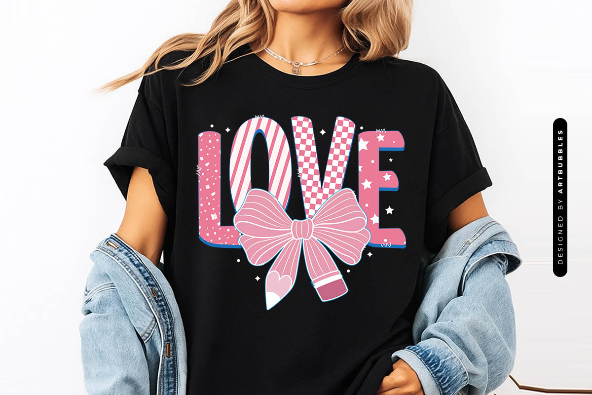 Love - Coquette Retro Teacher Sublimation Tshirt Mockup Image.jpg