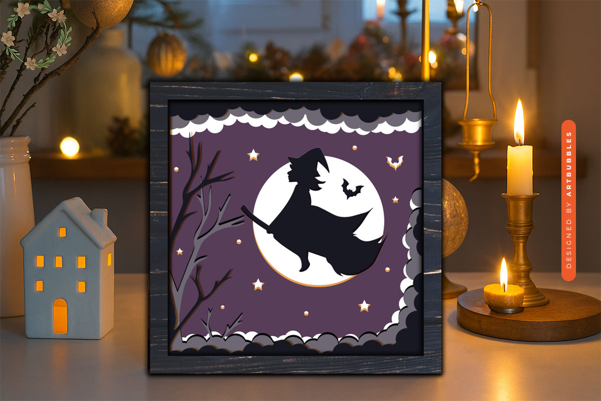 3D Halloween Witch Layered Shadow Box SVG Image 2.jpg