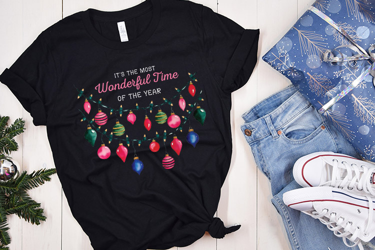 Most Wonderful Time of the Year - Pink Christmas Sublimation Shirt Mockup Image.jpg