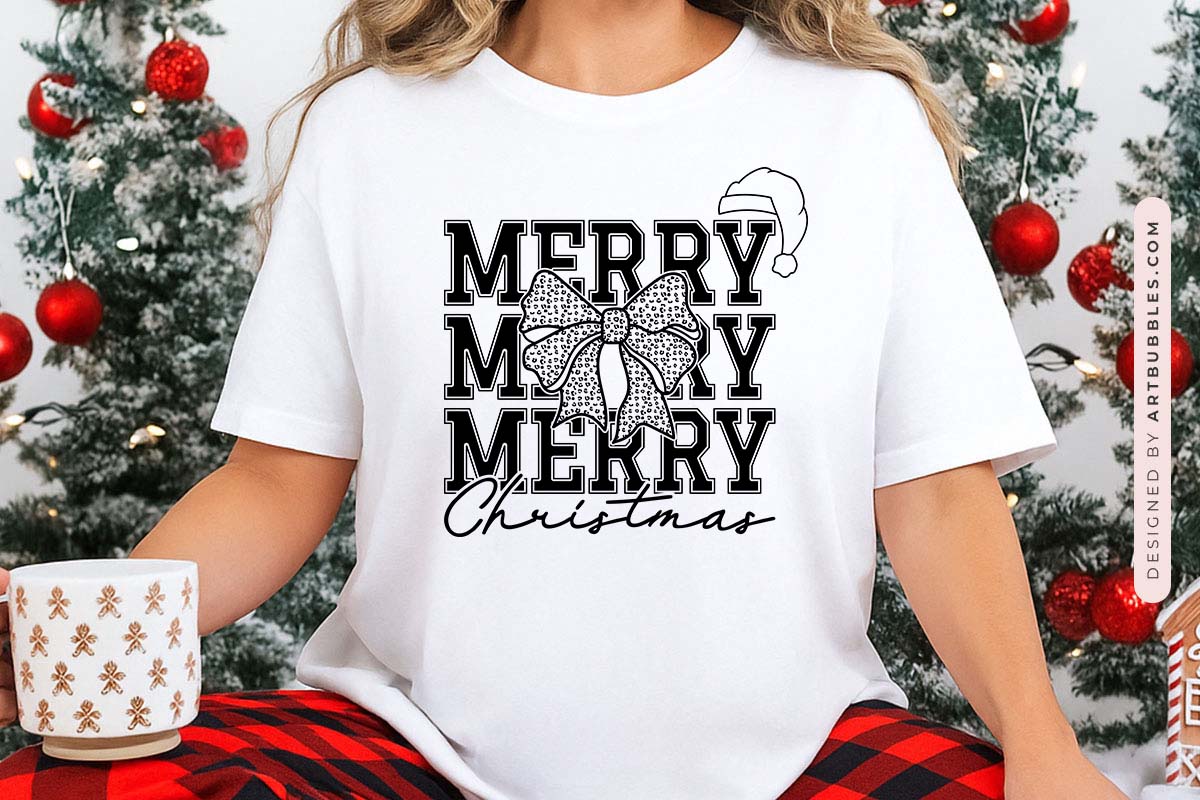 Coquette Bow Merry Christmas SVG