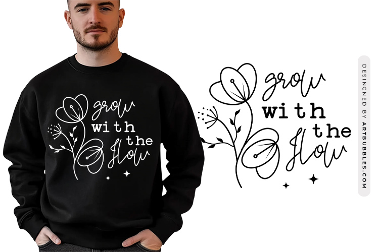 Grow with the Flow - Wildflower Quote Design SVG