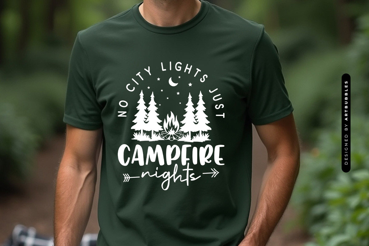 No City Lights Just Campfire Nights - Cute Camping SVG T-shirt Mockup Image.jpg