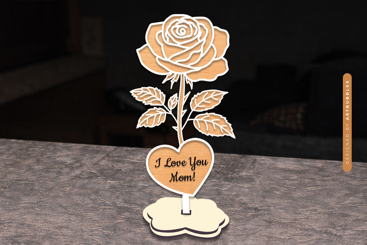 Laser Cut Mothers Day Stand Flower SVG