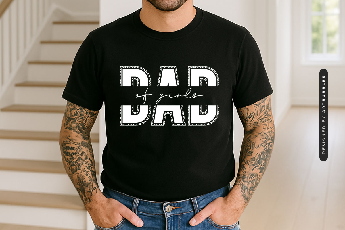 Dad Of Girls - Fathers Day SVG Vector Tshirt Mockup Image.jpg