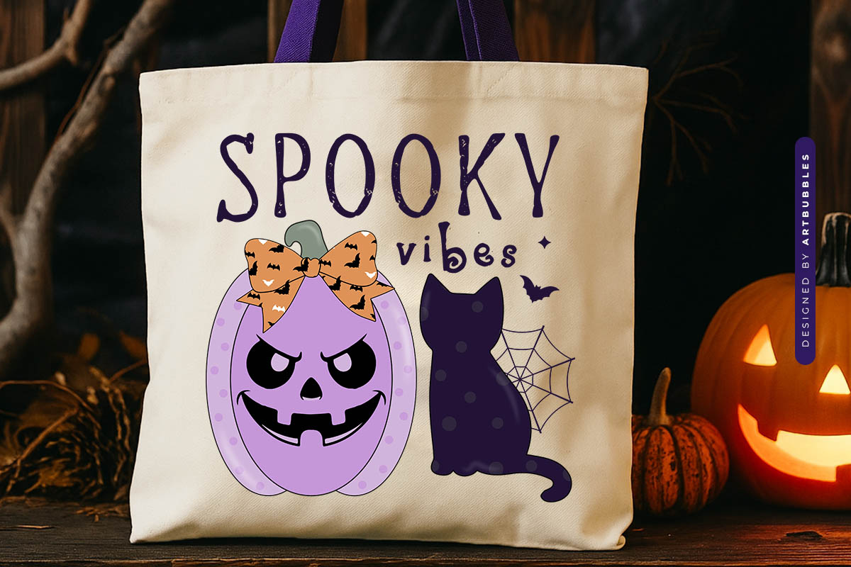 Spooky Vibes - Halloween Sublimation PNG Design Tote Bag Mockup Image.jpg