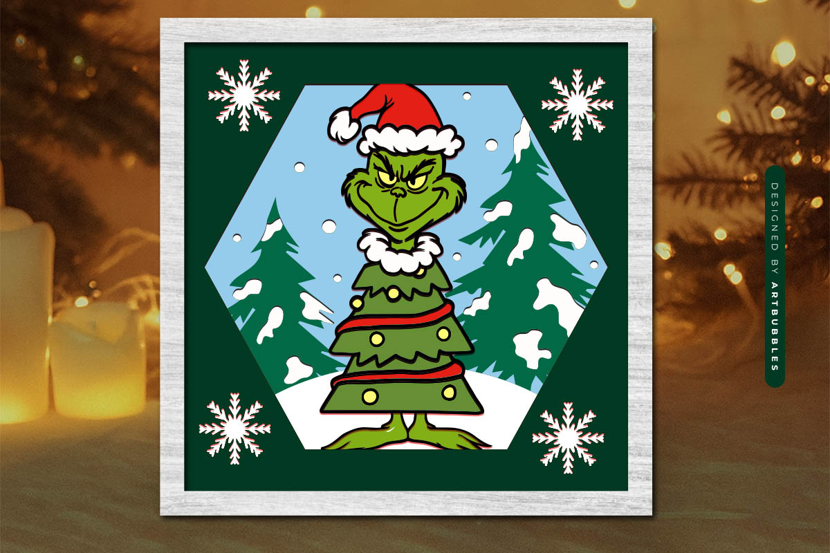 Funny Grinch Christmas Layered Shadow Box SVG Image.jpg