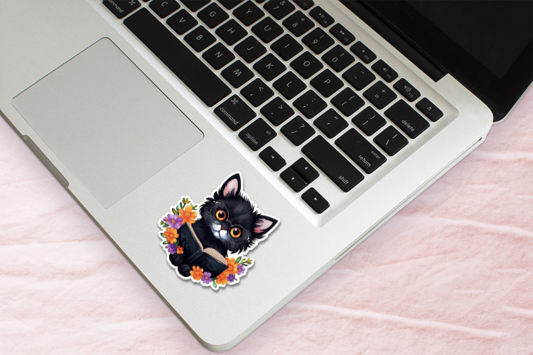 Cute Black Cat Reading Books Stickers Preview 03.jpg