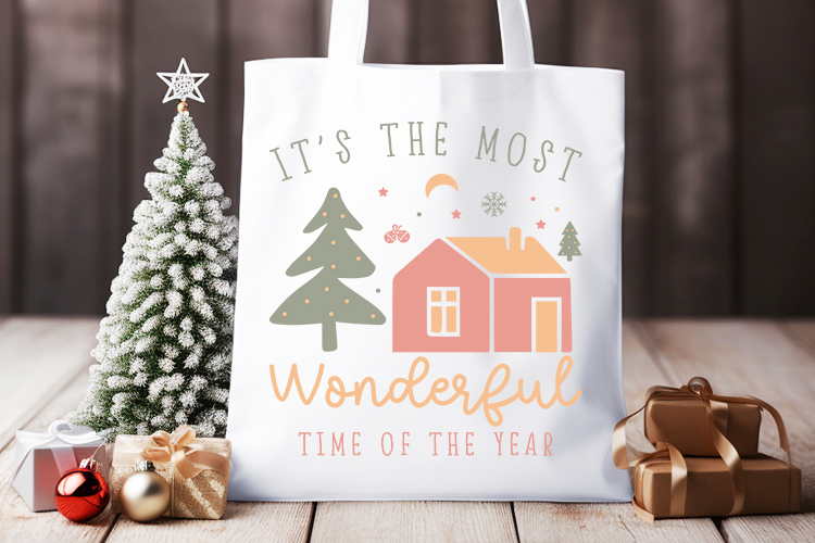 Most Wonderful Time of the Year - Boho Christmas SVG File Tote Bag Mockup Image.jpg