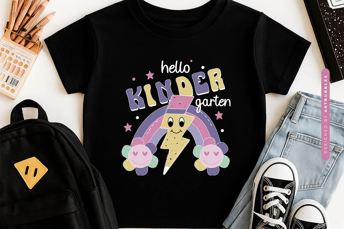 Hello Kindergarten - Sublimation Retro Back to School Tshirt Mockup Image.jpg