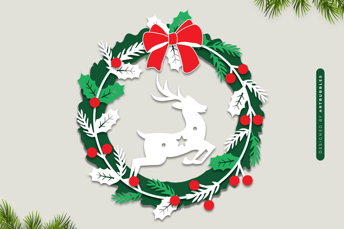 Layered Christmas Wreath SVG Bundle Image 5.jpg