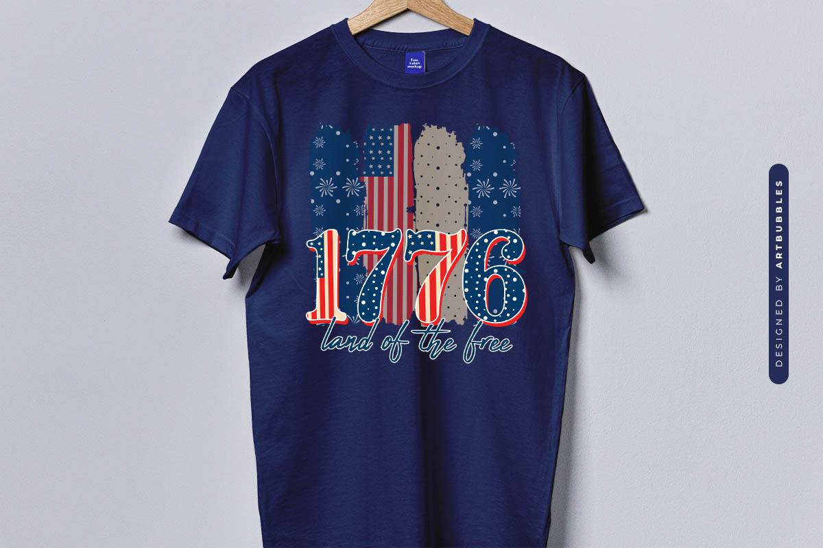 1776 Land of the Free - 4th of July PNG Sublimation T-shirt Mockup Image.jpg