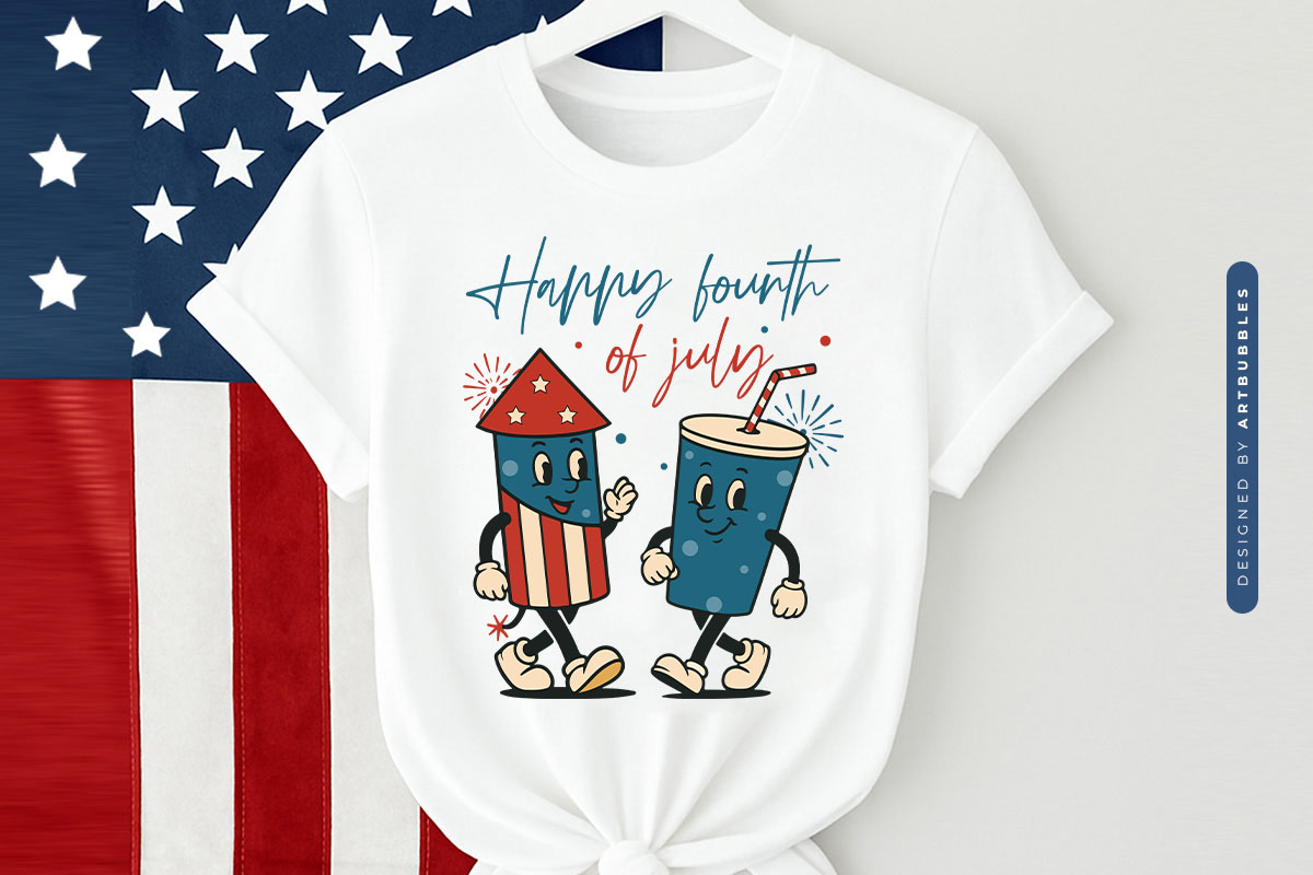 Happy Fourth of July PNG Sublimation Tshirt Mockup Image.jpg