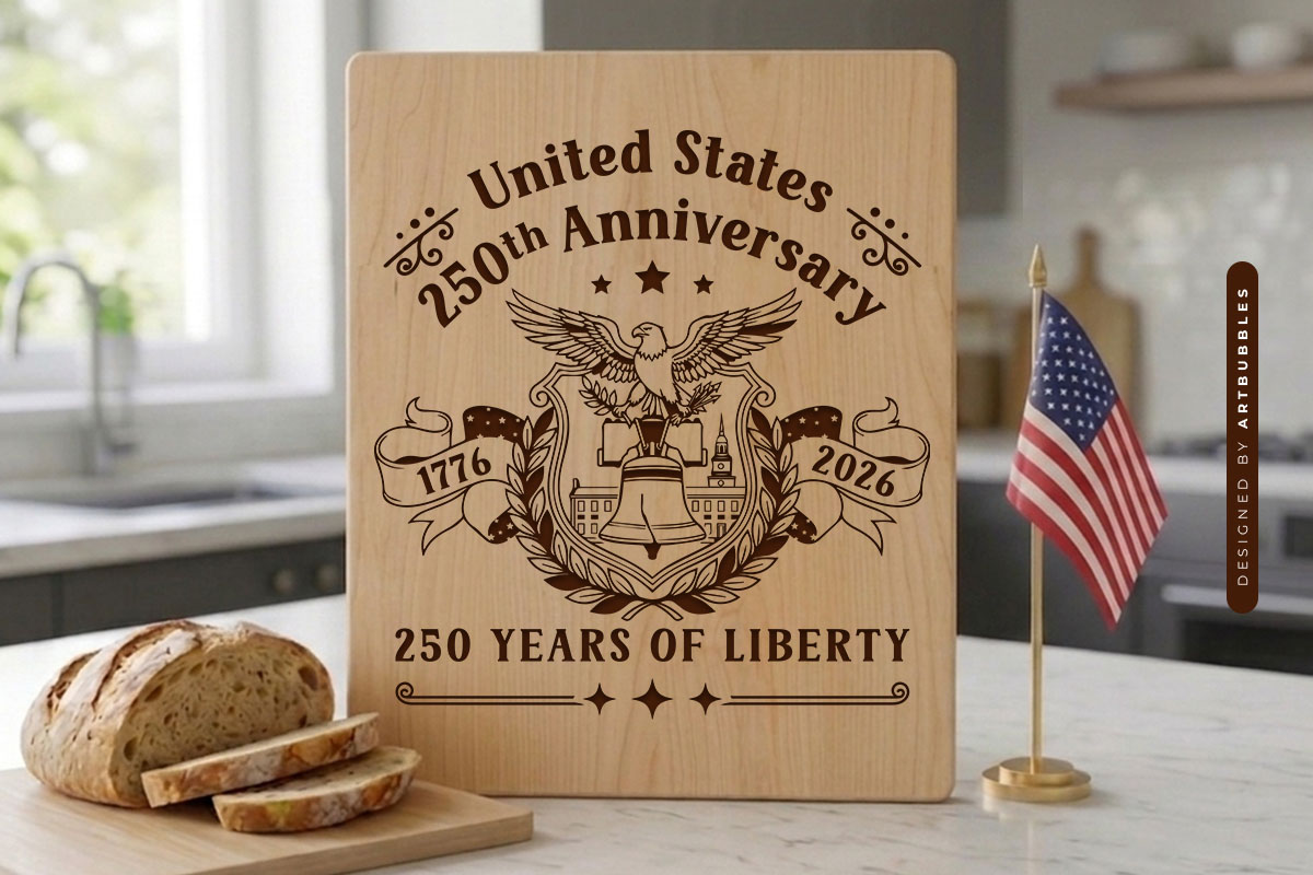 USA 250th Anniversary Cutting Board SVG Vector