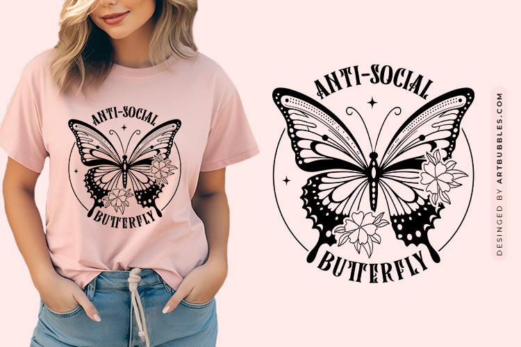 Anti-Social Butterfly SVG Cut File
