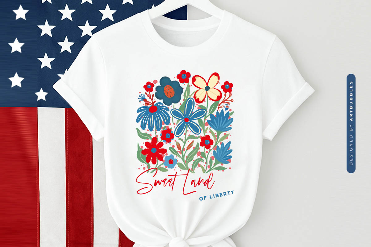 Sweet Land of Liberty - Floral 4th of July Sublimation Tshirt Mockup Image.jpg