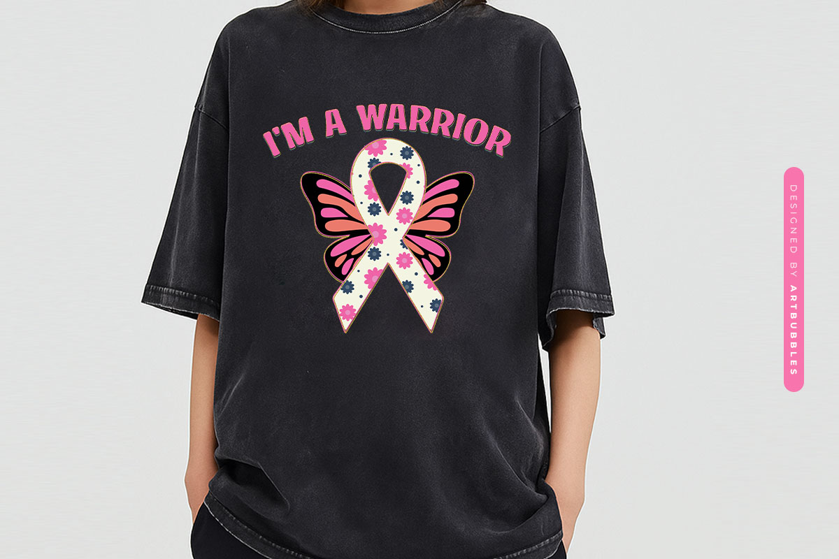 I'm a Warrior - Breast Cancer Awareness Sublimation Shirt Mockup Image.jpg