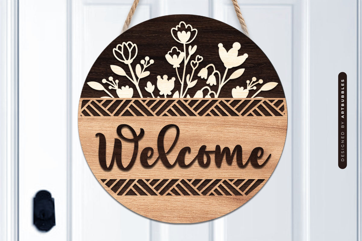 Welcome Floral Door Hanger Laser Cut SVG Image.jpg