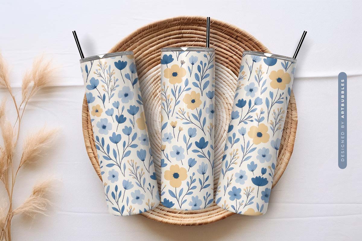 Boho Wildflowers Skinny Tumbler PNG Sublimation Image 3.jpg