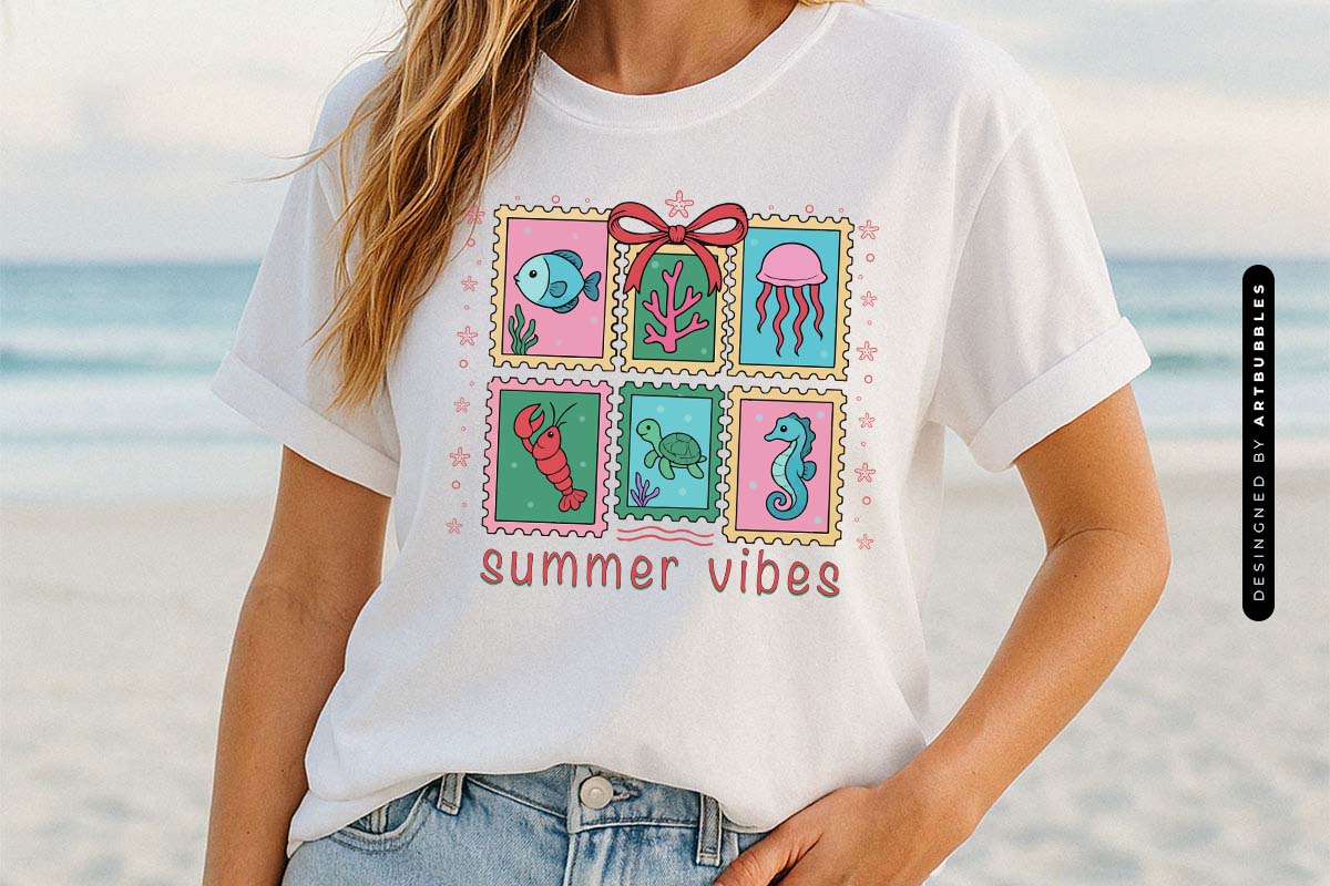 Happy Summer Vibes PNG Sublimation Tshirt Mockup Image.jpg