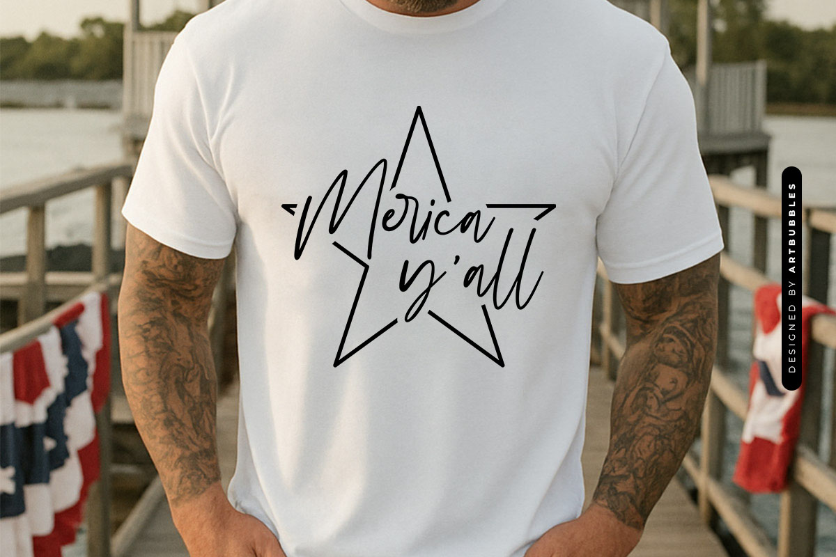 Merica Y'all - SVG Fourth of July T-shirt Mockup Image.jpg