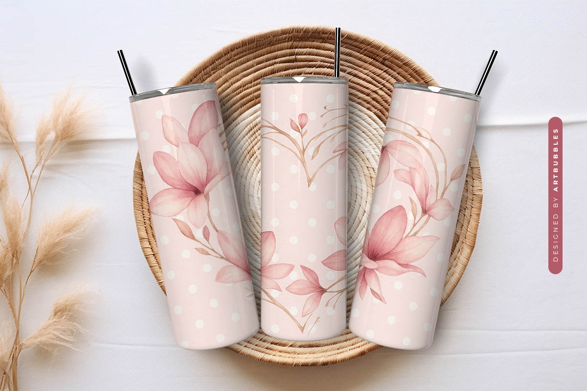 Soft Blush Floral Tumbler Wrap Sublimation image 3.jpg