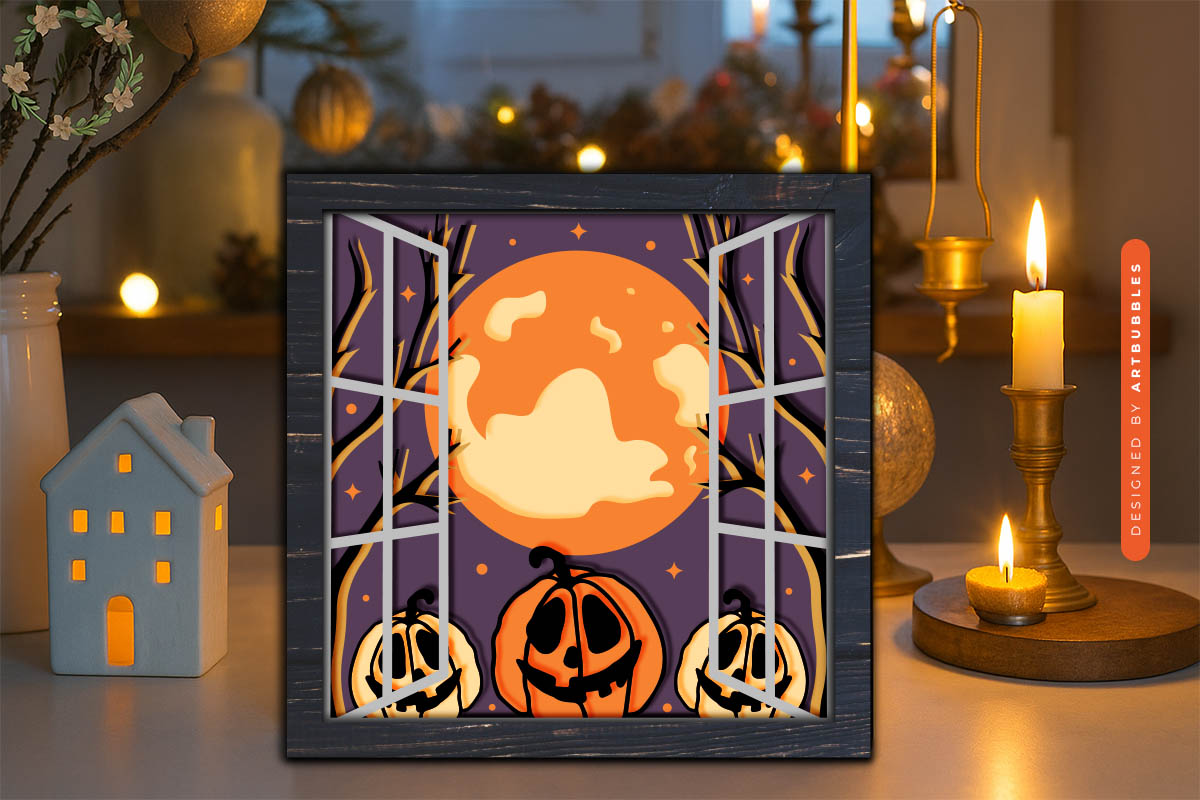 Funny Halloween 3D Layered Shadow Box SVG