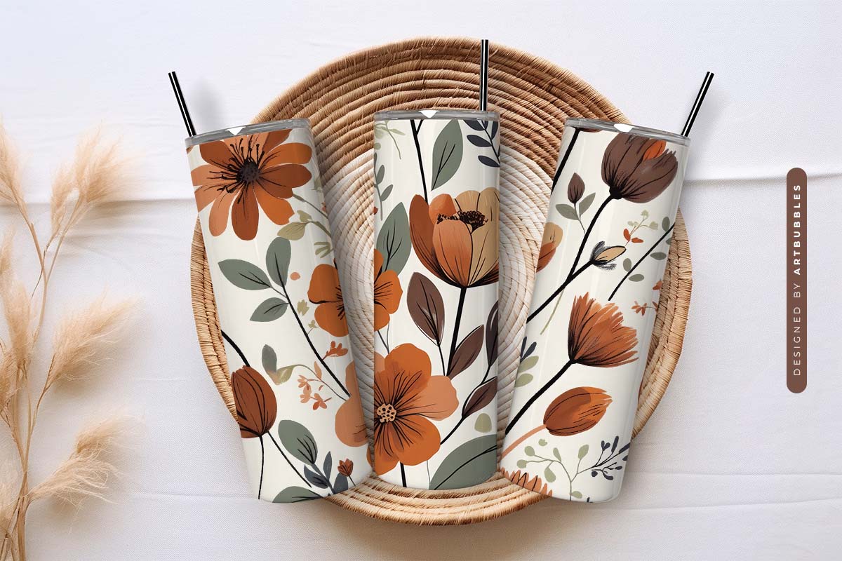 Boho Pastel Floral 20oz Sublimation Tumbler Wrap Image 3.jpg