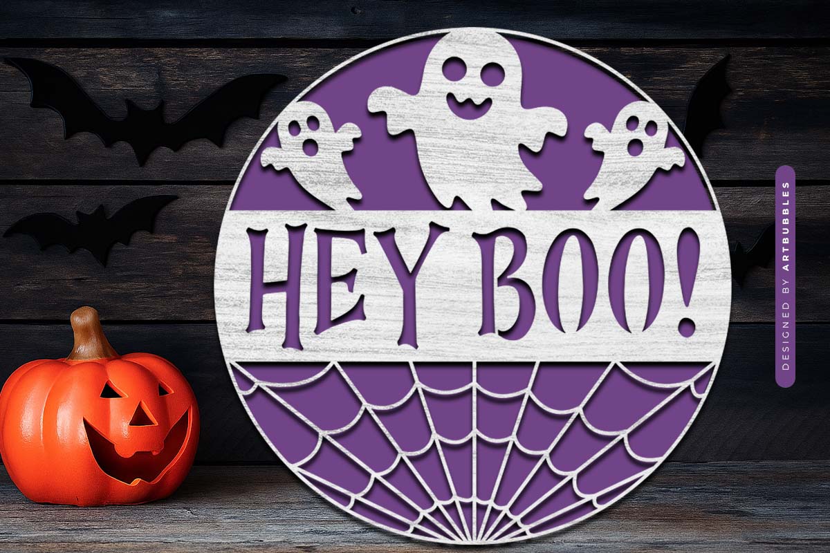 Hey Boo - Halloween Door Hanger SVG Design Image 2.jpg