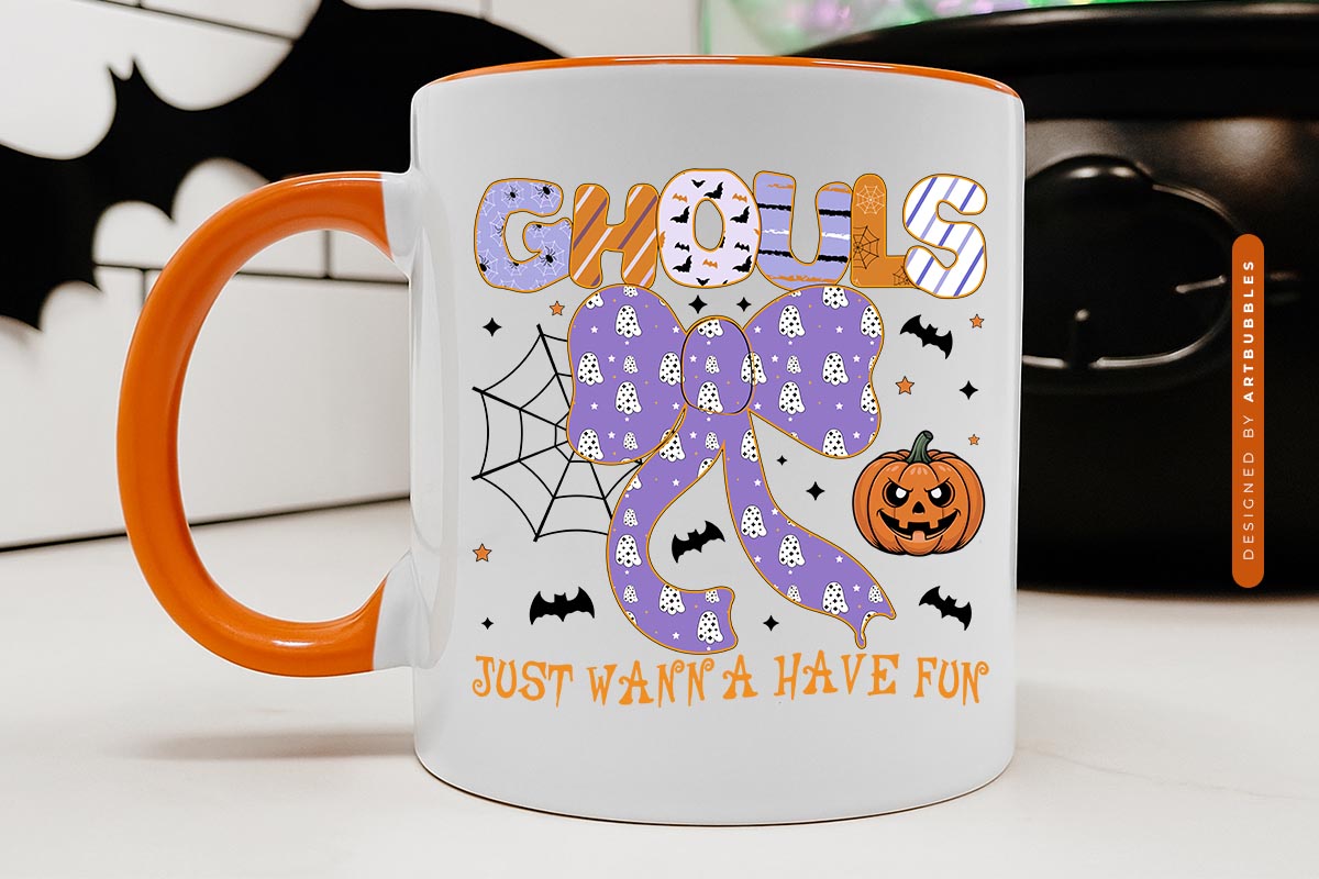 Ghouls Just Wanna Have Fun - Halloween Quote Sublimation Mug Mockup Image.jpg