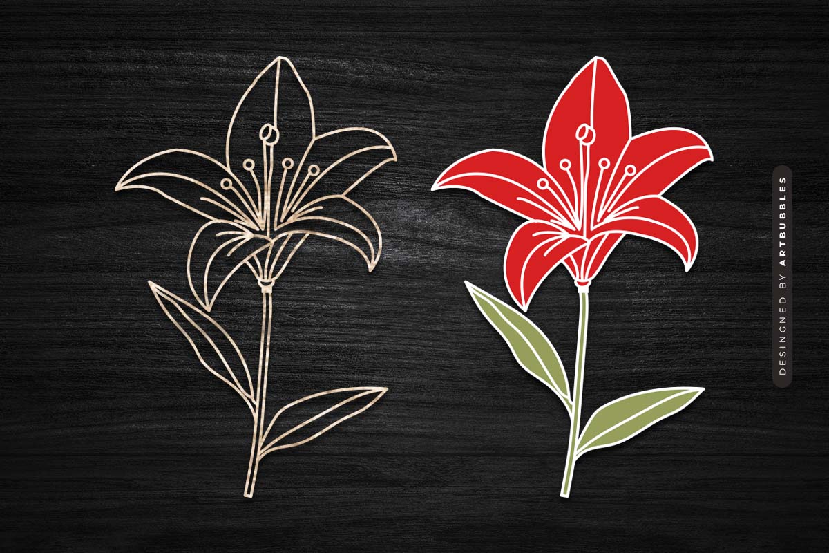 Lily Laser Cut Wildflower SVG Vector SVG