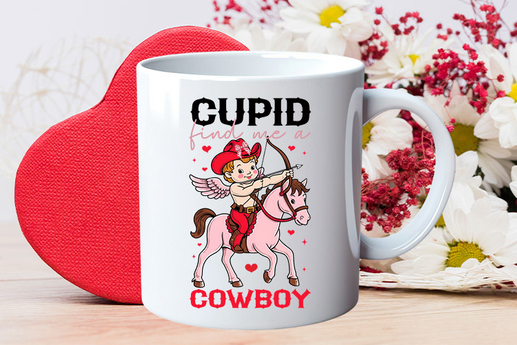 Cupid Find Me A Cowboy - Coquette Valentine Sublimation Mug Mockup Image.jpg