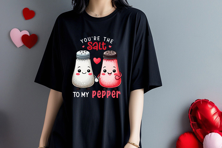 Funny Valentine's Food Sublimation Design Black Shirt Mockup Image.jpg